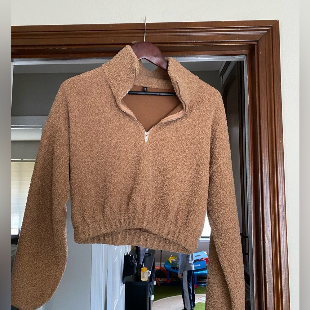 Crop half zip sweater